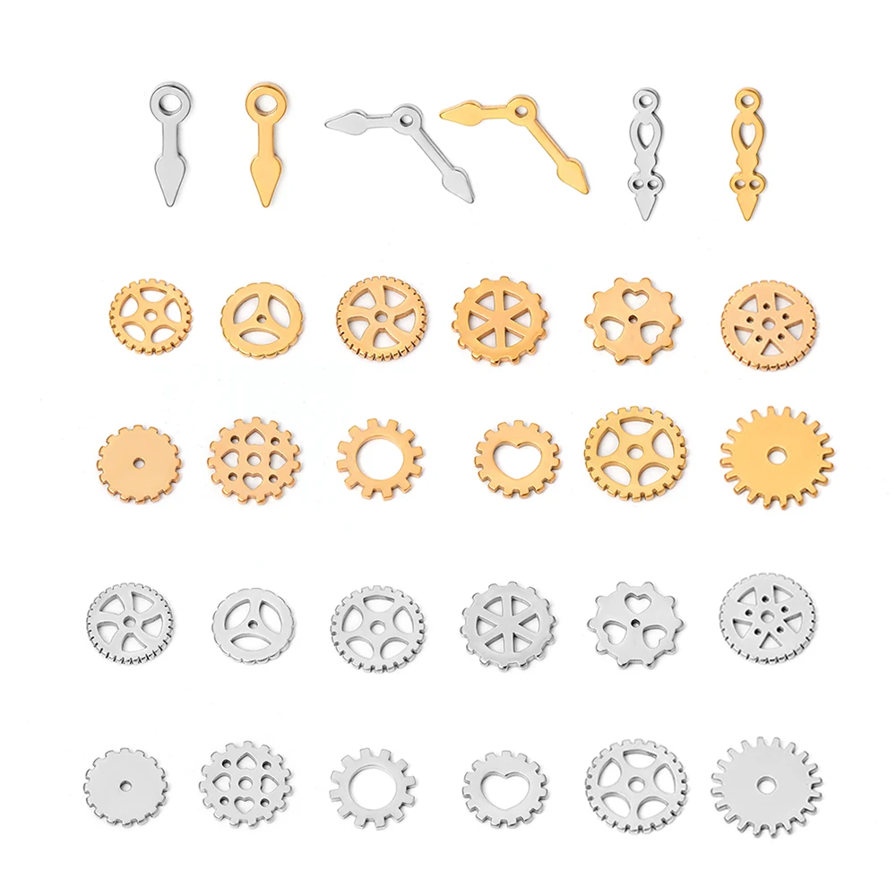 10pcs Stainless Steel Vintage Industrial Gear Charms Steam punk Cogs Pendant For DIY Jewelry Making Necklace Accessories Craft