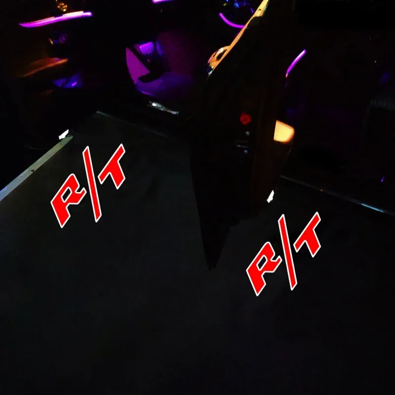 2Pcs LED Car Door Light R/T RT Badge Ghost Projector Welcome Courtesy Lamp 12V for Dodge Magnum Charger Avenger Accessories