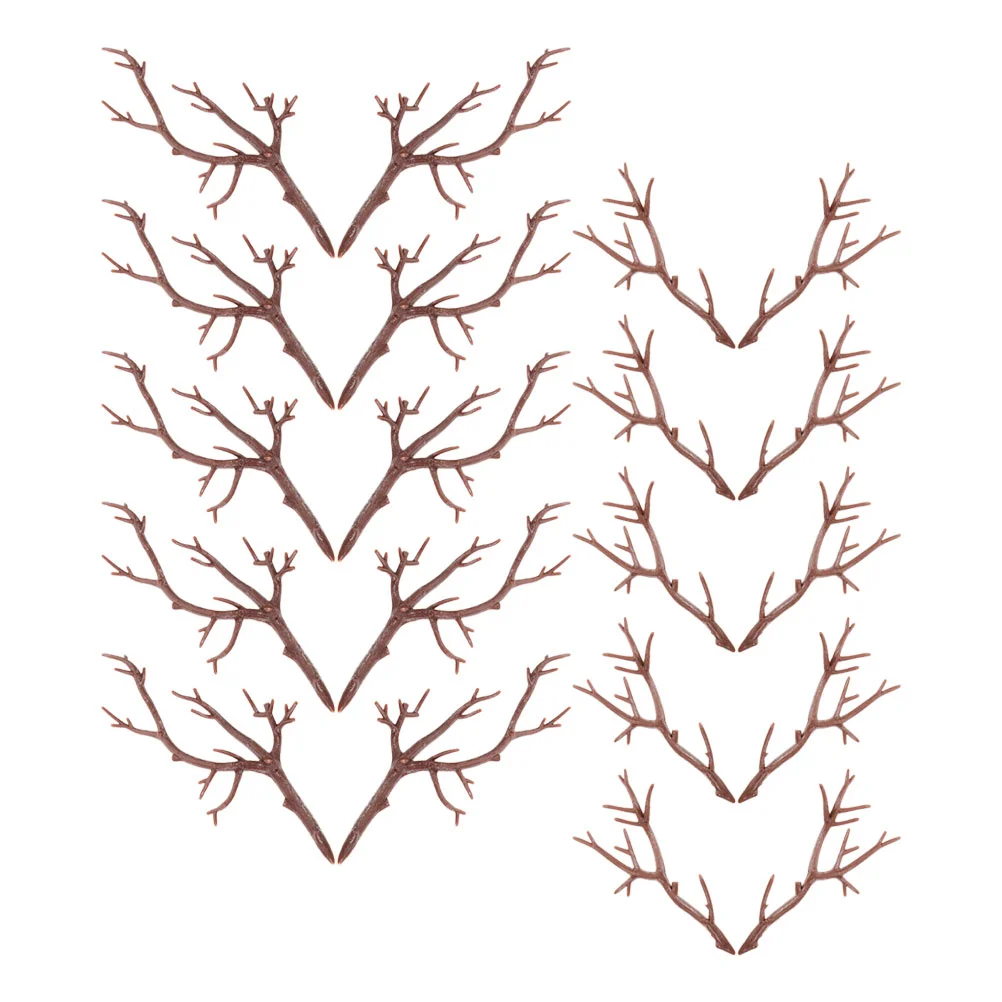 

20 Pcs Antler Toys Triple Ornaments Twigs Artificial Branches Tree Plastic Indoor