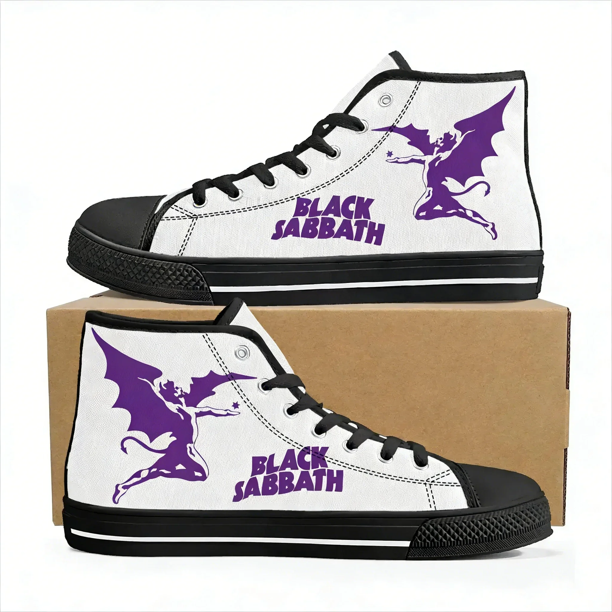 Black Heavy Metal Band Sabbath High Top High Quality Sneakers Men Women Teenager Canvas Sneaker Casual Couple Shoes Custom Shoes