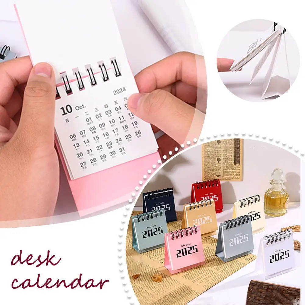 Inglês Cor Sólida Mini Calendário de Mesa, Memorando Diário Criativo, Decoração Estudo, Plano, Desktop, Escritório, A0U6, 2025