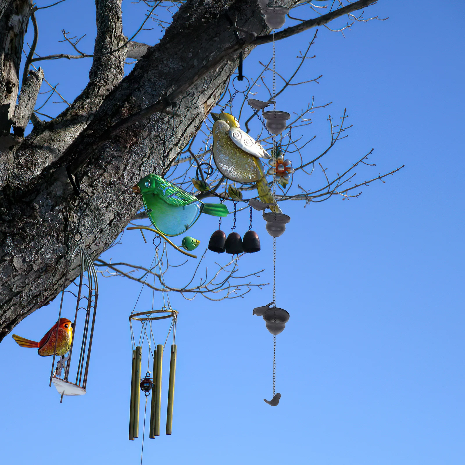 

Vintage Rain Chain Elegant Rainwater Diverter for Garden Patio Courtyard Artistic Ironwork Melodic Sounds Weather