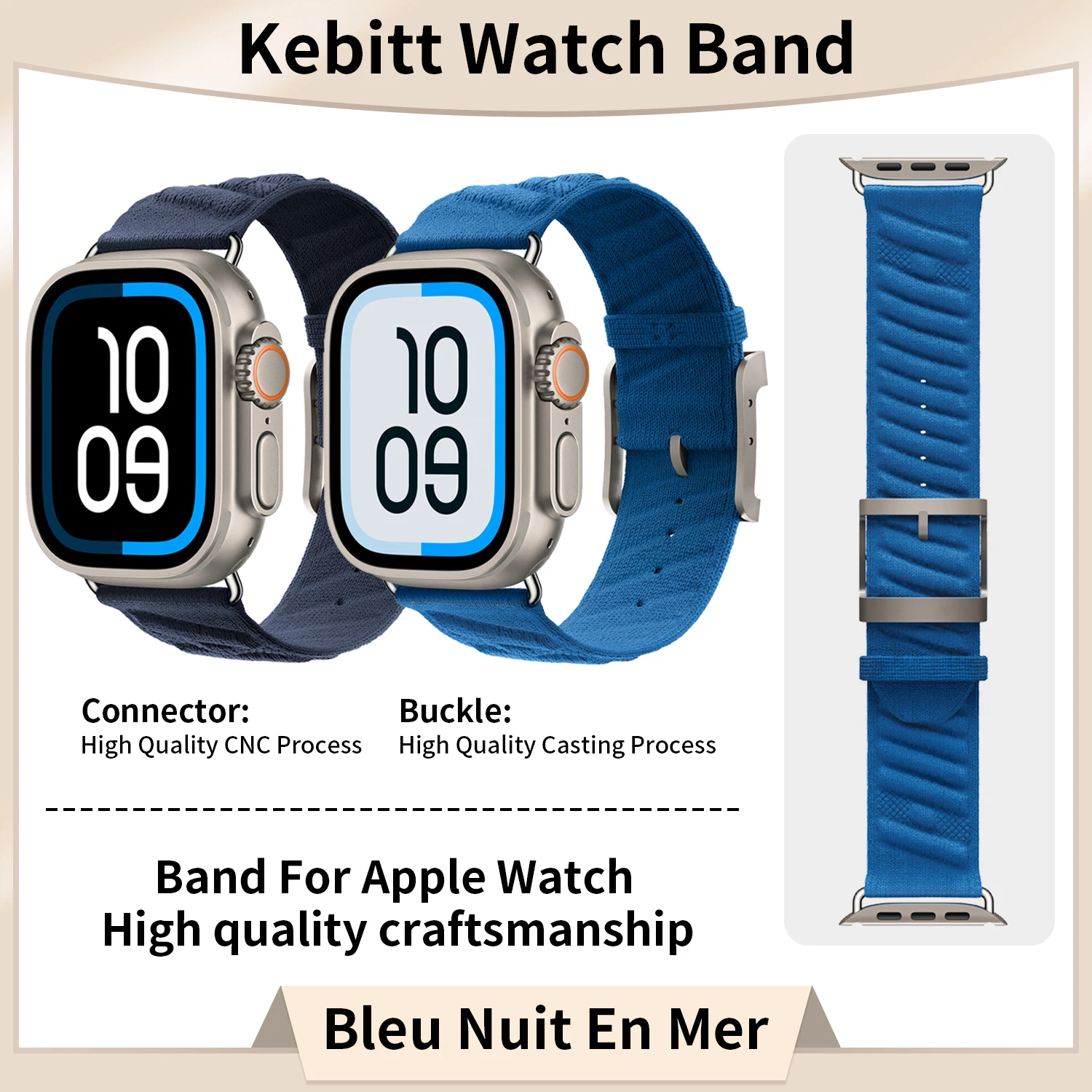 

Kebitt En Mer Bleu Nuit Single Tour Iwatch ремешок для Apple Watch Ultra2 10 9 8 7 6 ремешок 46 мм 45 49 мм