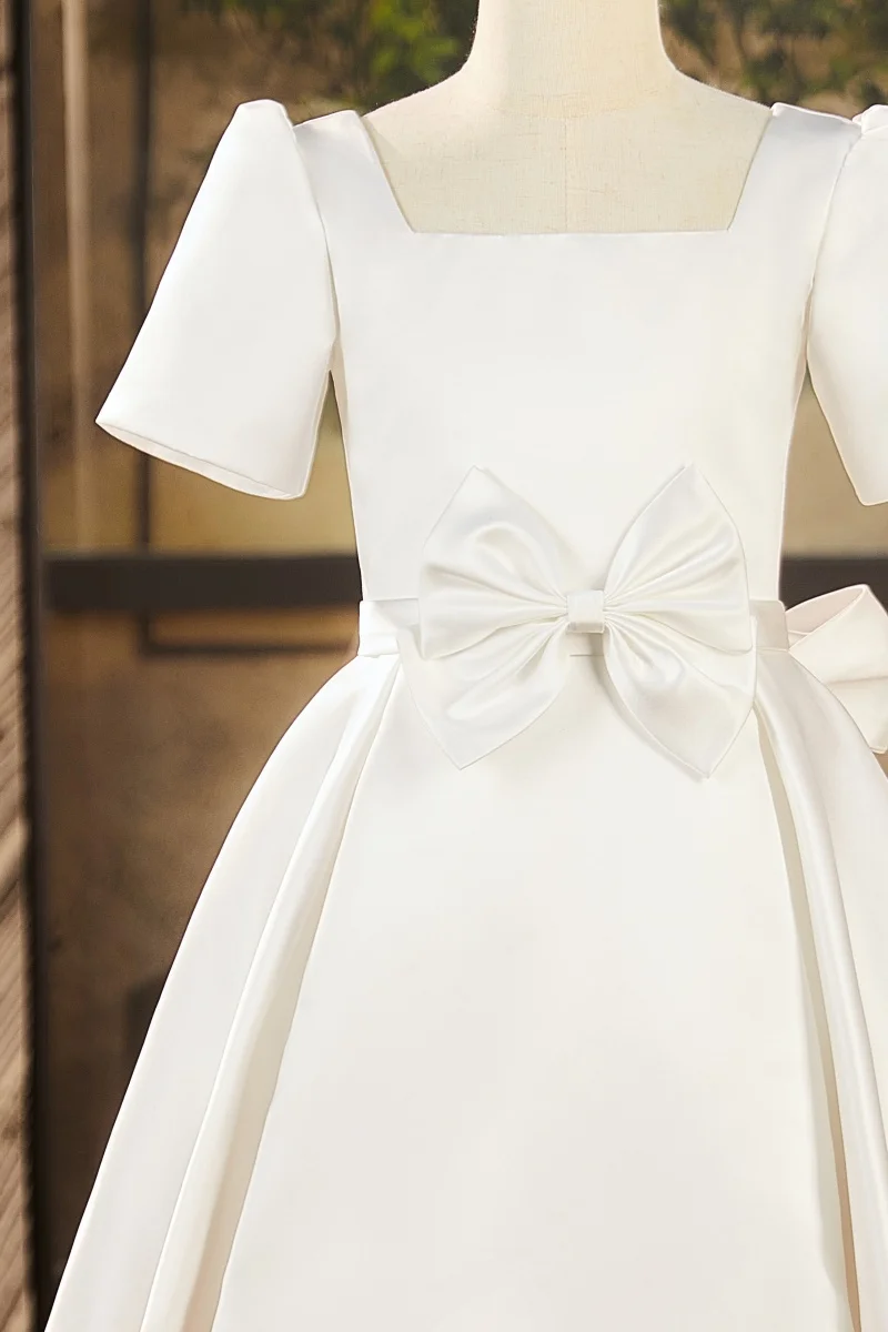 女の子上品なプリンセスドレスサテン子供のピアノ演奏フラワーガール誕生日パフォーマンス結婚式少女ドレスホスト