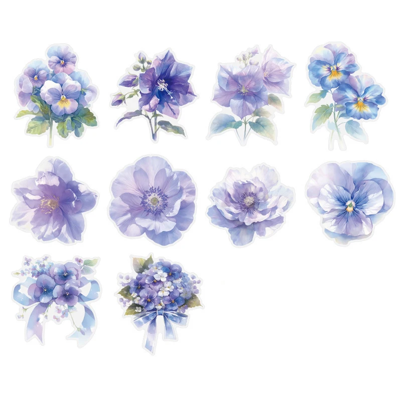 1 pack (20 stickers) Waterproof Soft Color Flowers Decorative Stickers