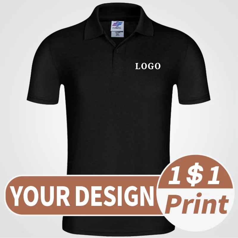 Customized logo for POLO shirt  Embroidered clothing with patterns  Polo shirt production text  Customized logo DIY  Summer Shor