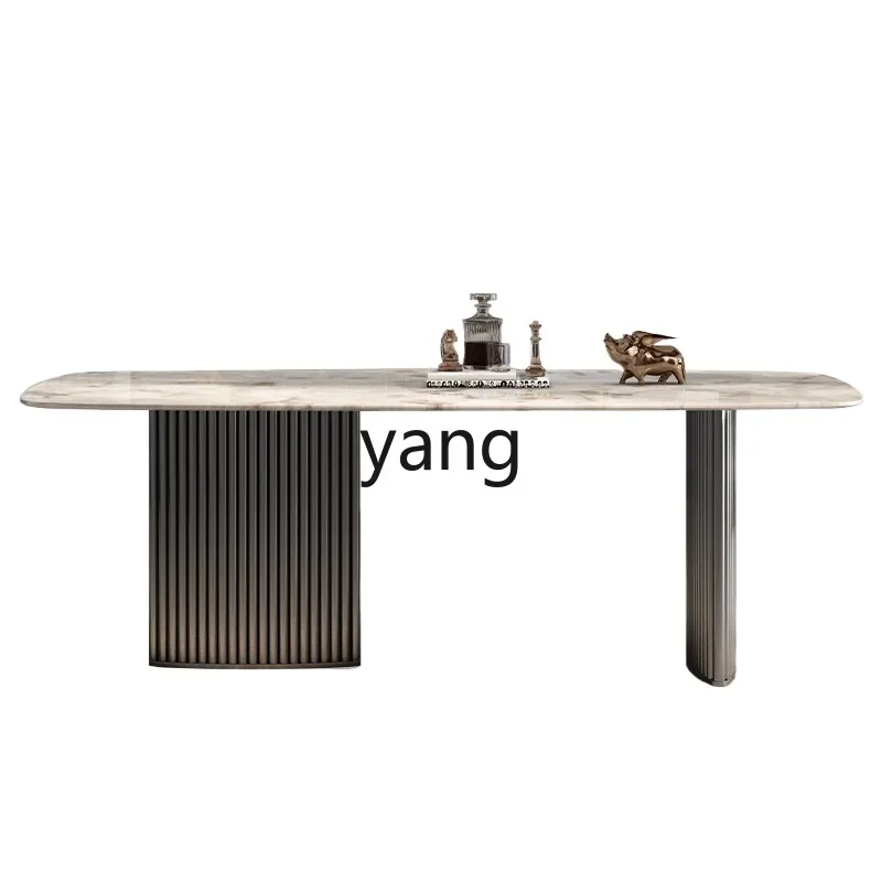 LH minimalist light luxury dining table dining table villa large apartment colored crystal stone dining table