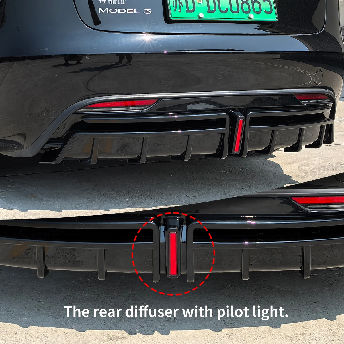 Per Tesla Model 3 Highland Sport diffusore posteriore con luce pilota-2024 LED paraurti posteriore Lip Tuning accessori