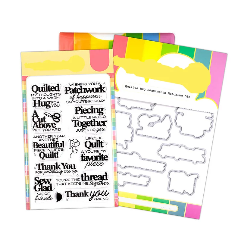 New Quilted Hug Sentiments Thank You Stamps Metal Cutting Dies For Making Greeting Card DIY Photo Crafts Scrapbooking