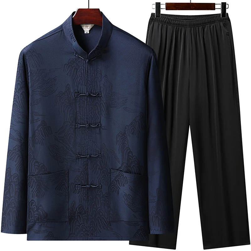 (Shirt + Trousers) 2026 spring New Men's Sets High Quality Casual Loose comfortable breathable Shirts Two Piece Size M-4xl