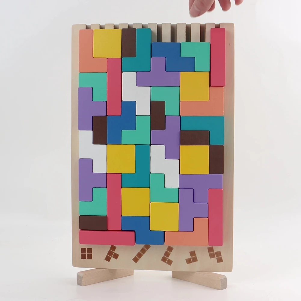 Blocchi russi in legno Puzzle Rompicapo Intelligenza Colorata 3D STEM Montessori Blocco da costruzione russo per ragazzi e ragazze
