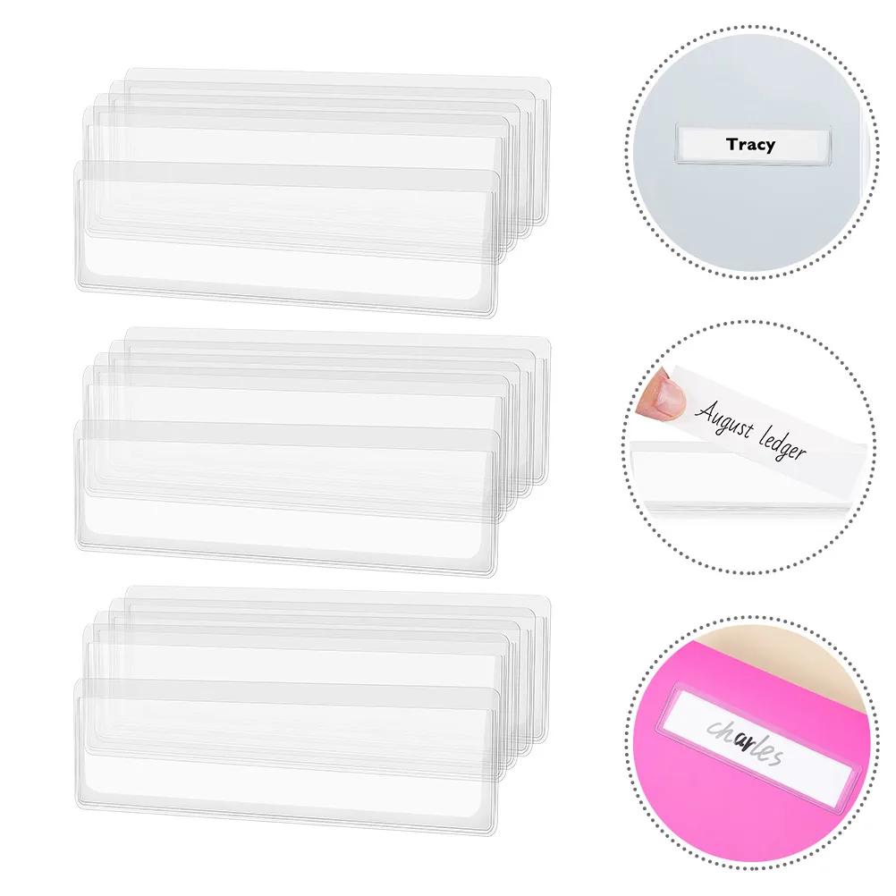 

Transparent Self-adhesive Label Bag Blank Insert Cards Pockets Clear Holder Drawer