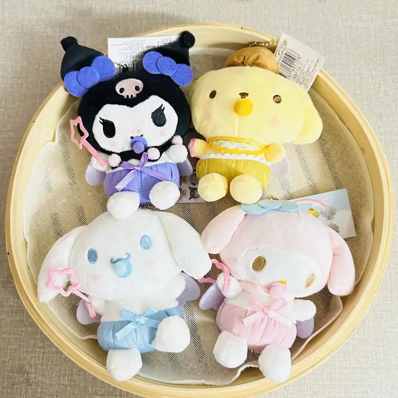 Sanrio Kawaii Kuromi Hello Kitty Pacifier Cartoon Cute Cinnamoroll Plush Toys Kawaii Doll Backpack Pendant Keychain Decoration