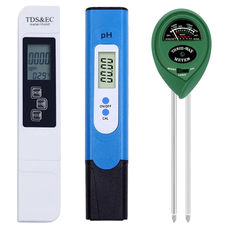 

Digital PH Meter, TDS And EC Pen For Water, With Moisture Light PH Test For Water, Wide Application For Home,Garden,Lawn