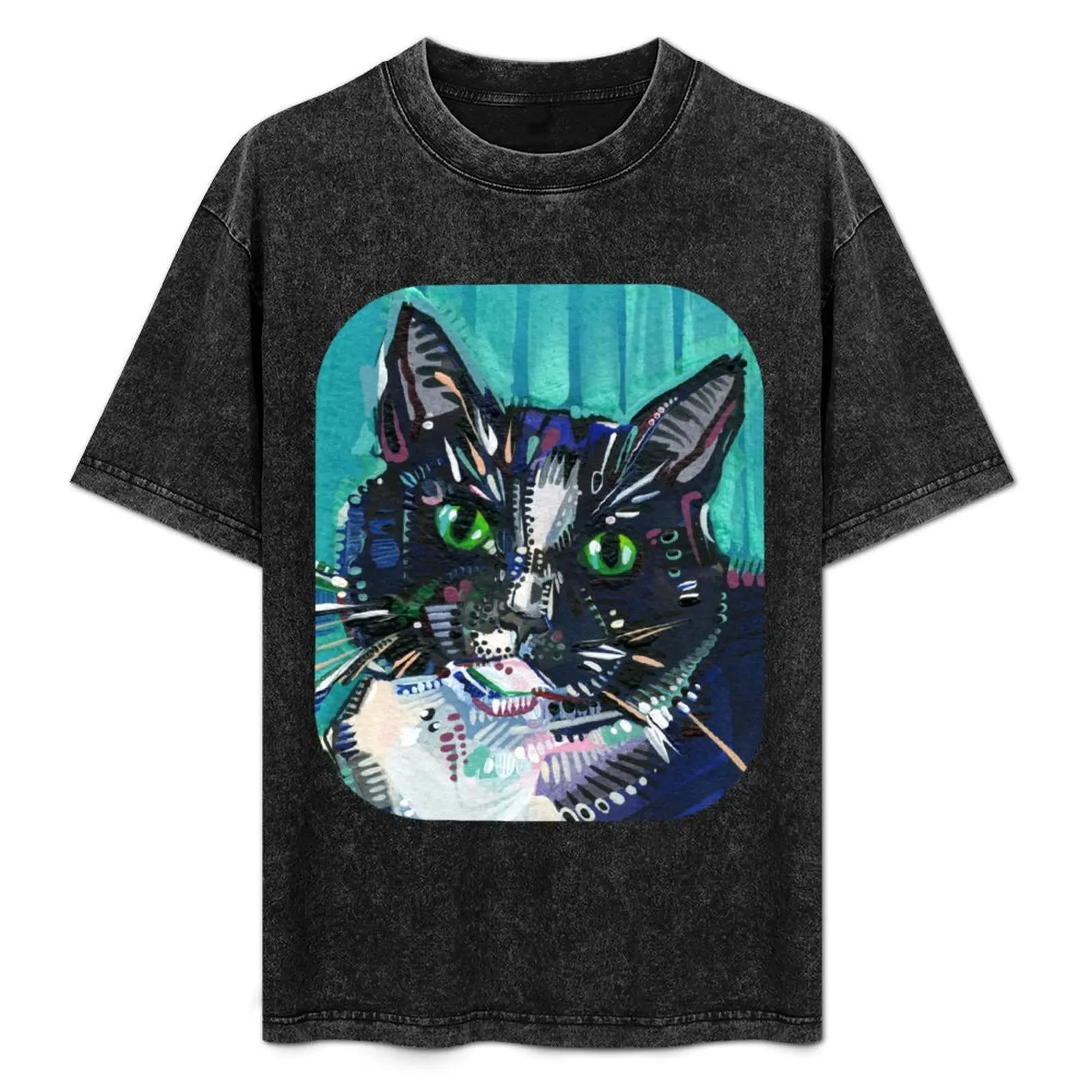 

Tuxedo Cat Painting - 2022 T-Shirt Summer Casual Loose T-Shirt
