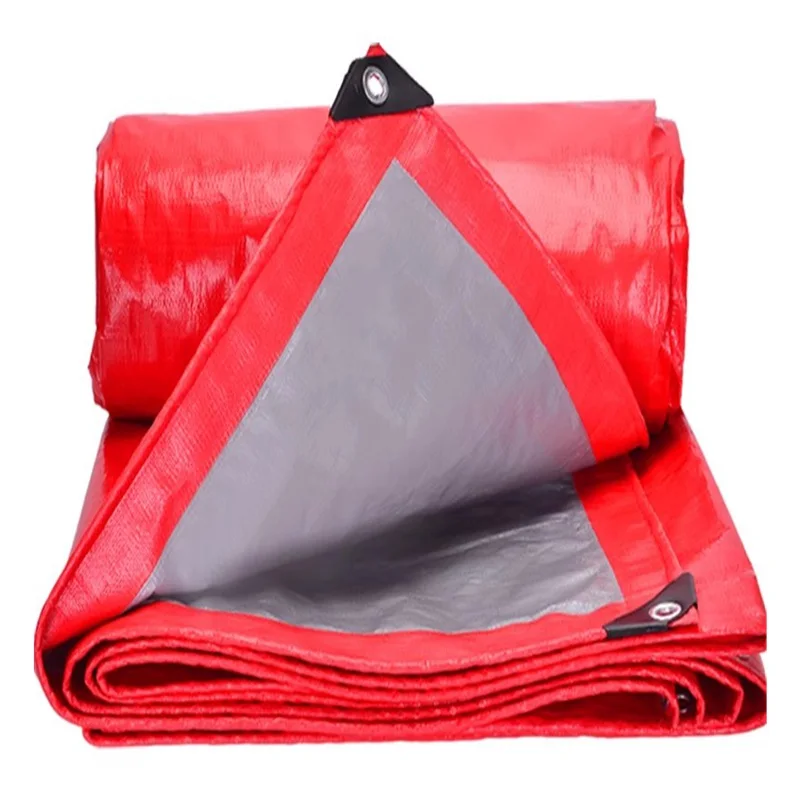 

200GSM Red PE Tarpaulin Camping Tent Mat Large Stage Rainproof Canopy Sunshade Net Car Truck Shelter Tarp