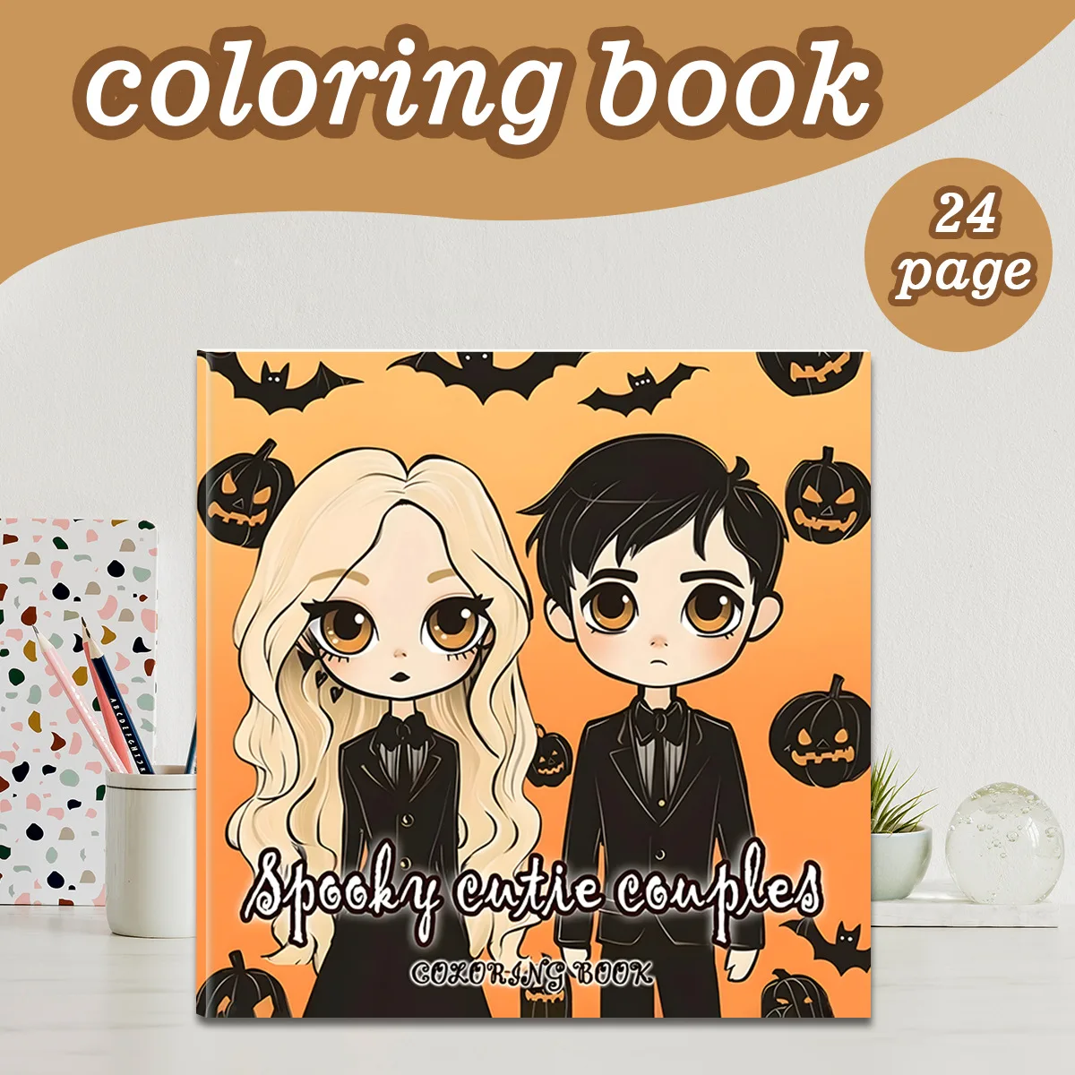

A4 Spooky Cute Couples Coloring Book 24 Pages Quirky Love Illustrations for Adults Stress Relief Art Therapy Gift
