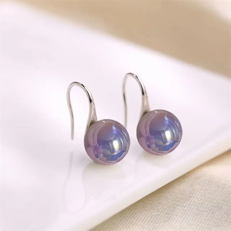 Neue Mode Silber Farbe Runde Bunte Perle Ohrringe Für Frauen Hochzeit Elegante Schmuck Trendy Eardrop