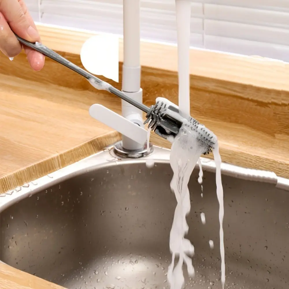 

Kitchen Cleaning Tool Silicone Cup Brush Long Handle Multipurpose Bottle Cleaning Brush Portable Glass Cleaner Milk Bottle