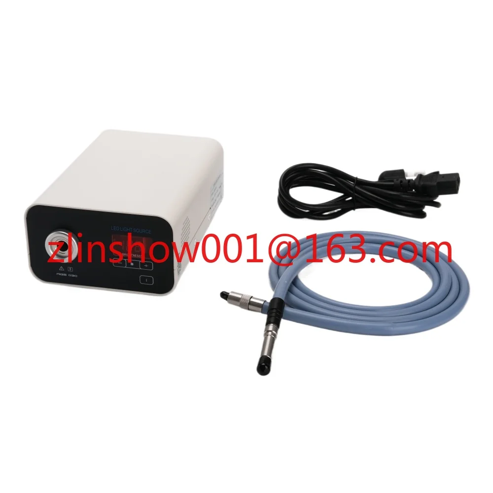 مصدر ضوء LED صغير للمنظار الطبي 30 وات، مصدر ضوء بارد محمول مع كابل ألياف بصرية لجراحة الأنف والأذن والحنجرة