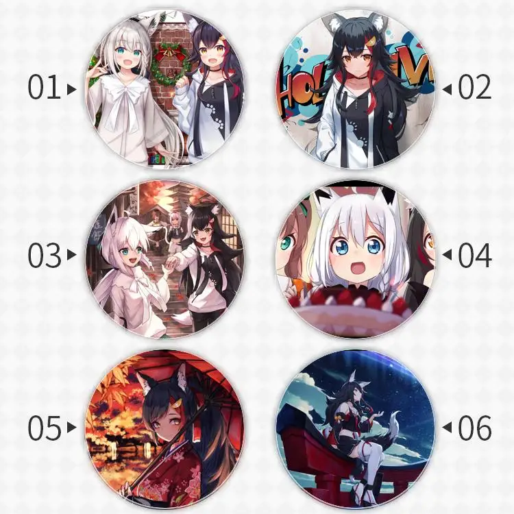 Ookami Mio YouTuber VTuber Badge Brooch anchor Peripherals Pin Anime Cartoon Birthday present Peripheral Backpack Decoration