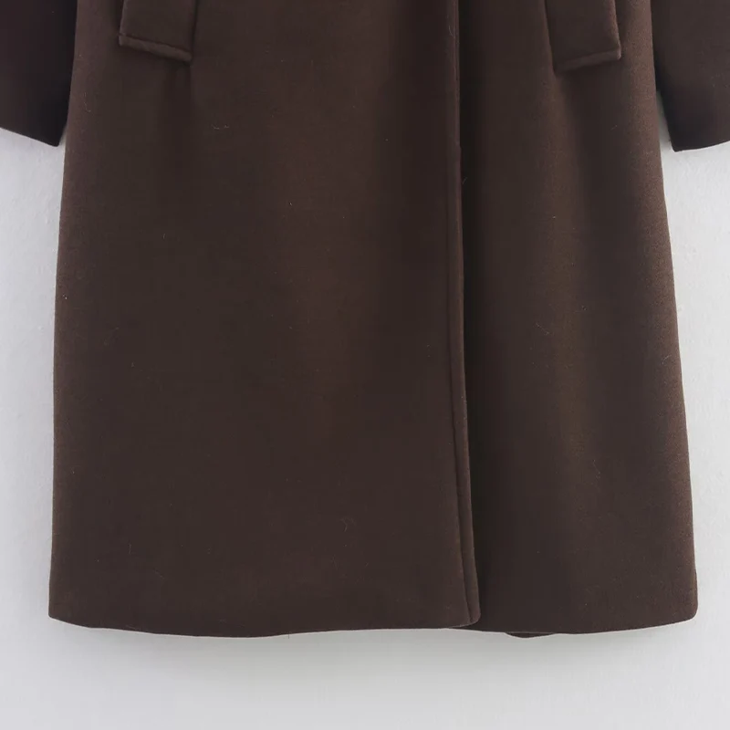 Willshela معاطف نسائية طويلة بنية اللون مزدوجة الصدر بأكمام طويلة ورقبة طية صدر السترة وأكمام طويلة ملابس نسائية أنيقة