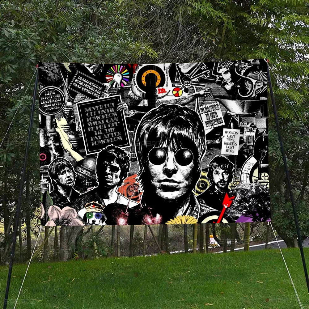 Rock O-Oasis Band Knebworth 1996 Creative Pattern Hanging Flag Polyester Printed Banner Hand Pulled Flag