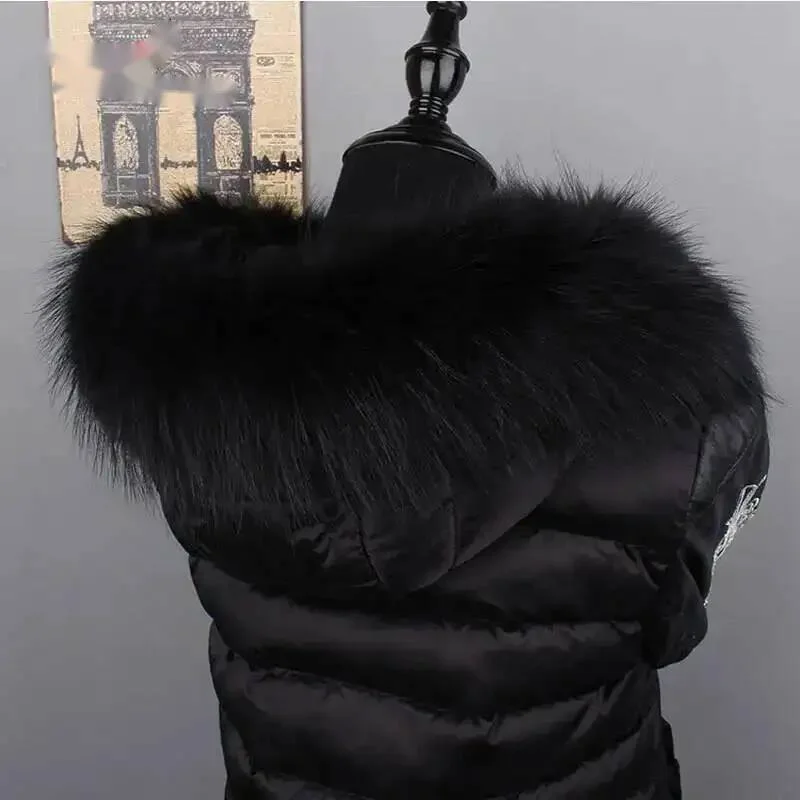 

Women Fox Fur Collar Scarf Big Fur Collar Custom Made Hoodie Fur Trim Genuine Raccoon Fur Hood Trim Scarf Black Color
