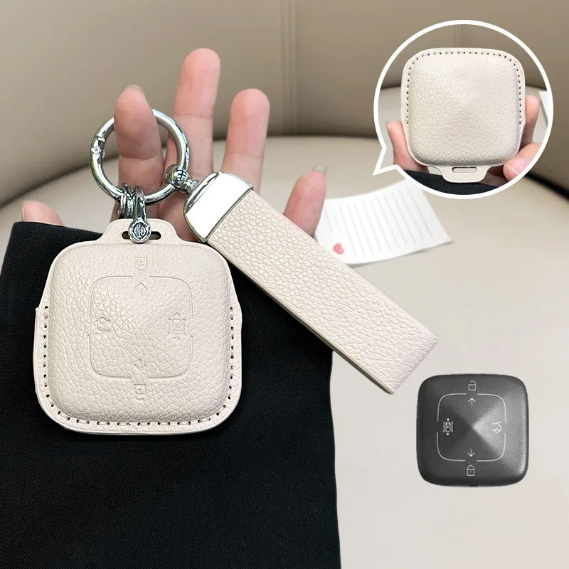 

Leather Car Key Remote Case Cover Bag Protector Shell Fob For Zeekr 001 009 X 007 2021-2023 Keychian Auto Holder Accessories