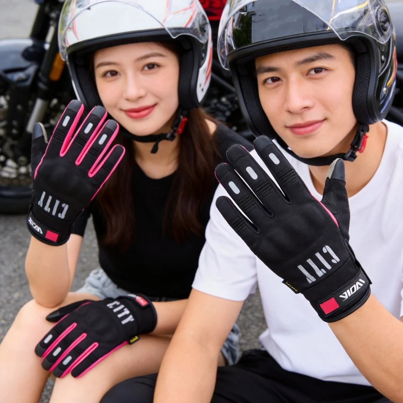 Spring Autumn Motorcycle Gloves Men Women Warm Fleece Touchscreen Glove for Cycling Electric Bike Non-Slip Racing Gear Gloves