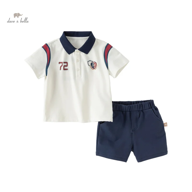 Dave Bella Boy's Suit 2024 New Summer Clothes Children's Short-Sleeved Clothes Shorts Baby Two-Piece Set Sport DB2241261