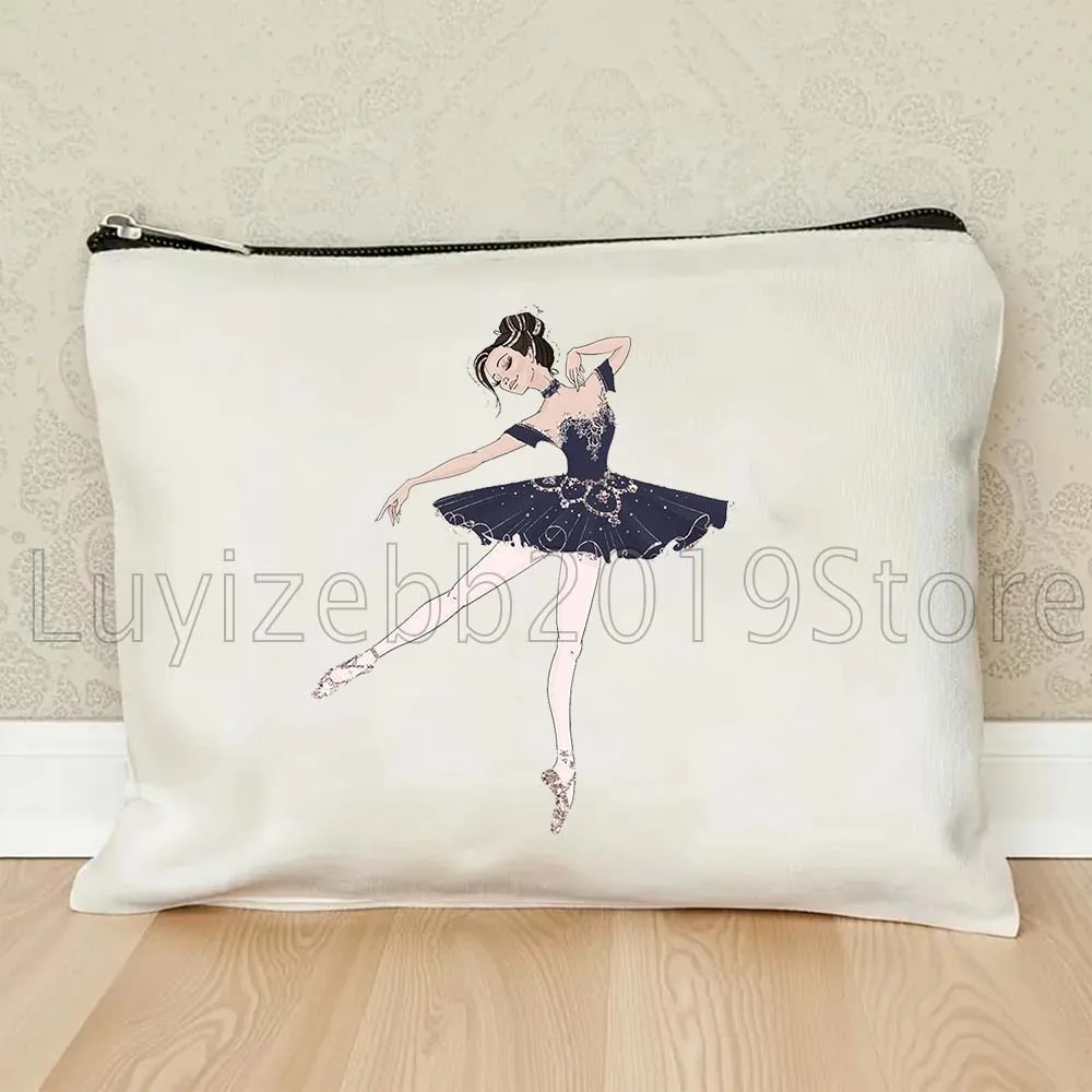 Minimalistic Ballerina Ballet Dance Dancer Travel Cosmetic Lipstick Makeup Bag Women School Teacher Gifts Pouch Wallet Portable