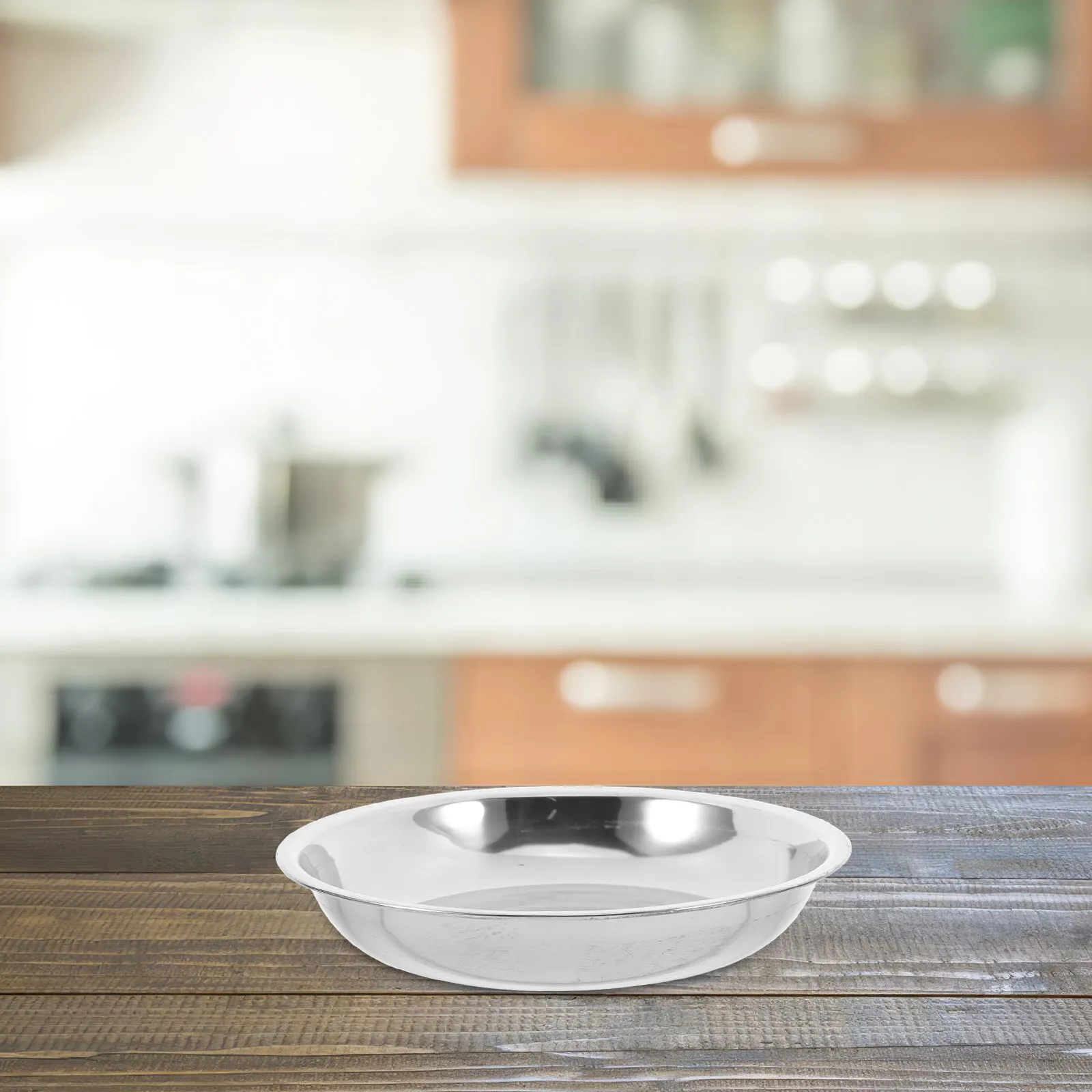 Round Stainless Steel Plates for Restaurant Owners to Save Kitchen Space, 6 Pcs 15x15 cm Silver