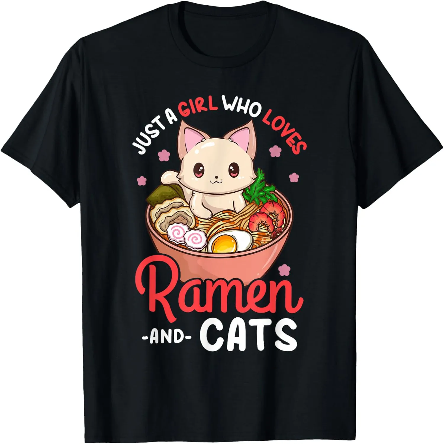 Ramen Cat Neko Anime Kawaii Otaku Girl T-Shirt