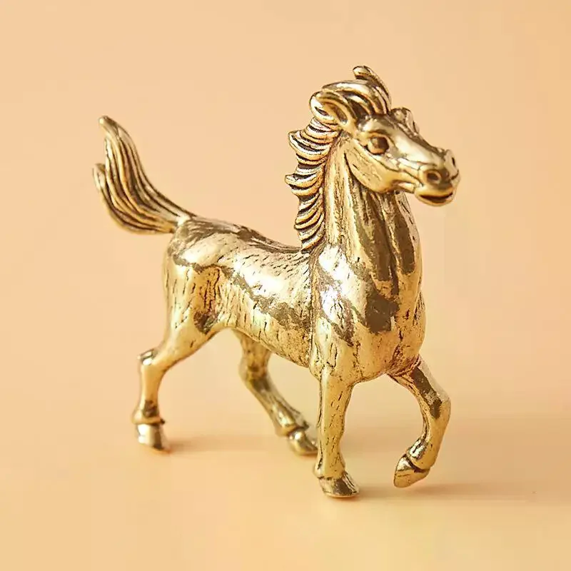 Bronze Horse Desktop Decoration Living Room Tea Table Sculpture Metal Craft Home Decorations Chinese Zodiac Horse Statue