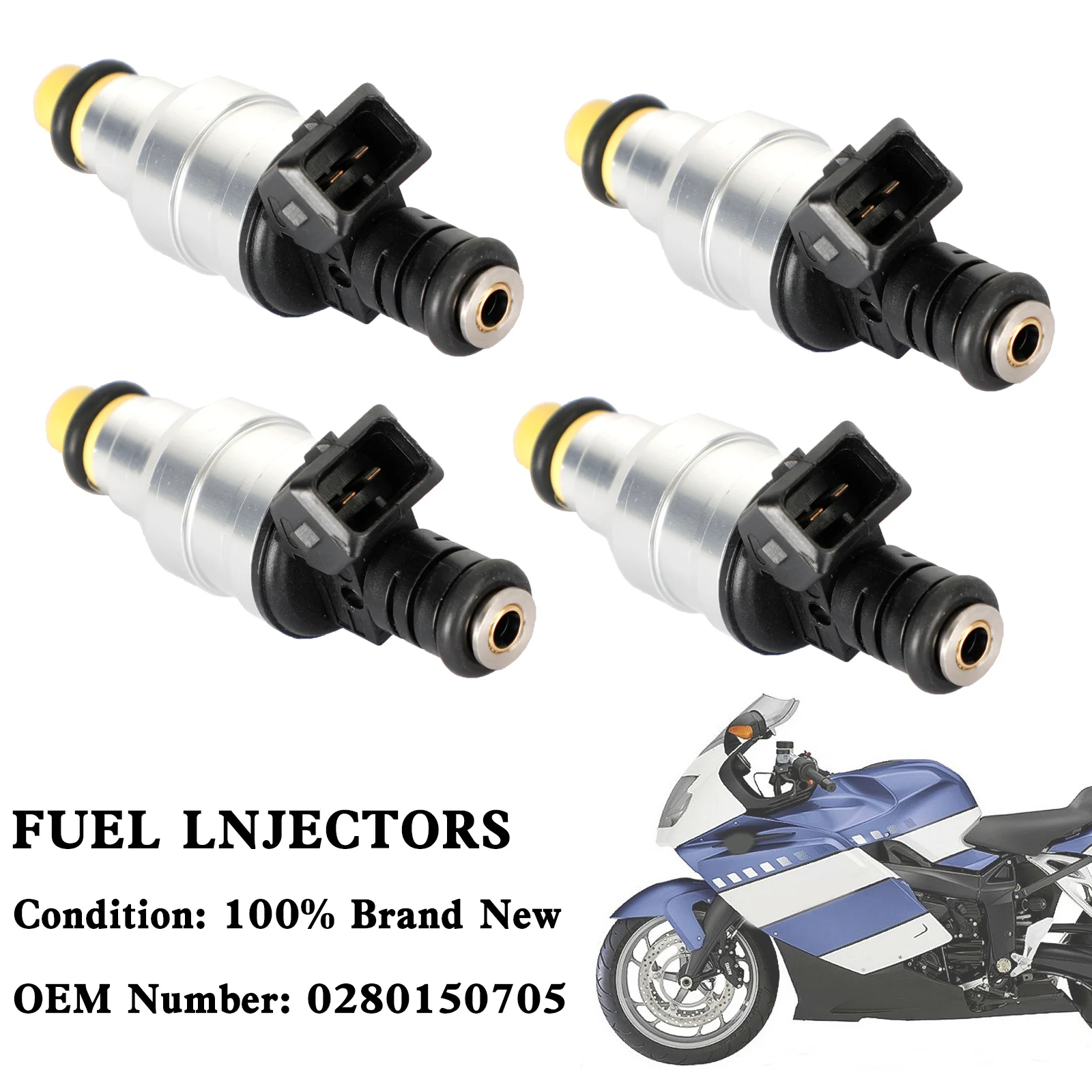 Topteng 4PCS Motorcycle Fuel Injector 0280150705 For BMW K1 K100 K1100 K1200 RS LT GT Motorcycle Accessories