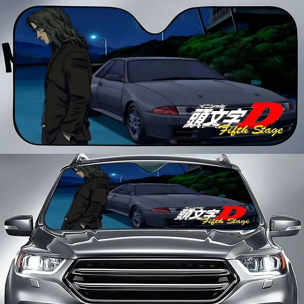 I-Initial D Anime HD Car Sunshade Shade Sun Protector Windshield Visor Cover Foldable Baby Car Retractable UV Protection
