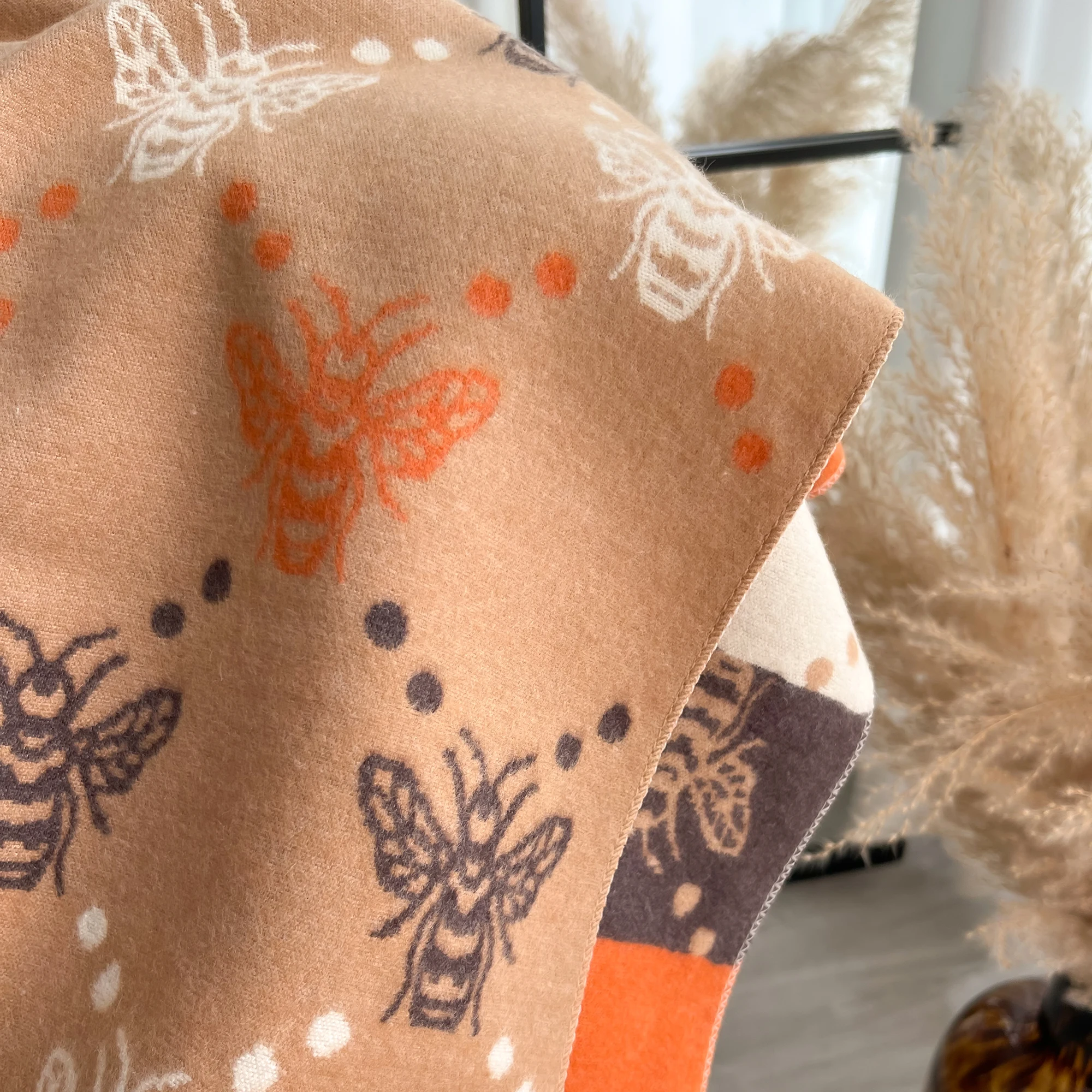 Soft and Warm Butterfly Jacquard Scarf with Fringe - Perfect for Autumn and Winter Coldproof and Windproof Fashion Shawl