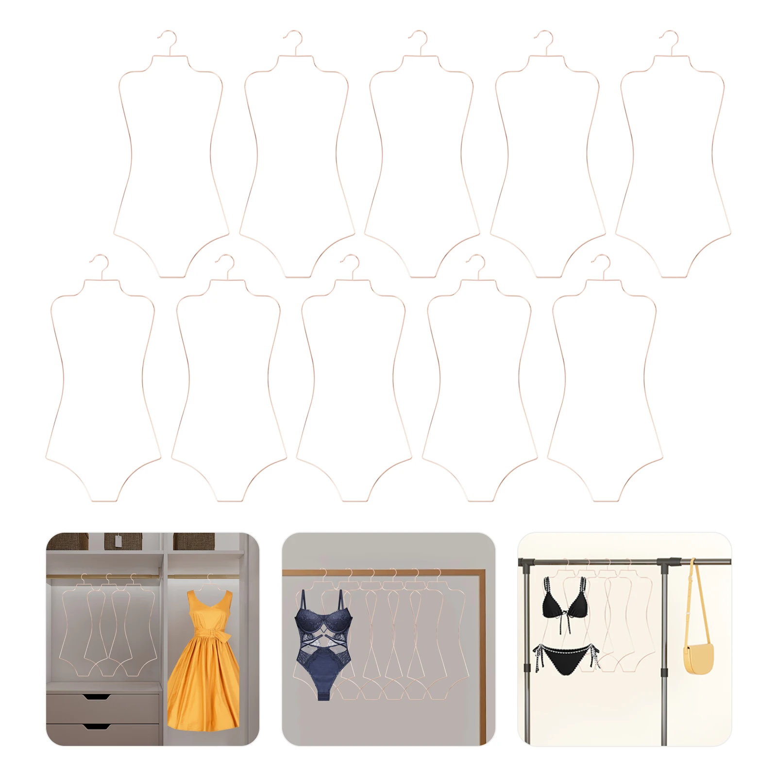 

Lingerie Hanger, 10PCS Body Shape Hangers, 79.5cm/31.3in Height, Hourglass-Shaped Swimsuit Hangers with Practical Hooks