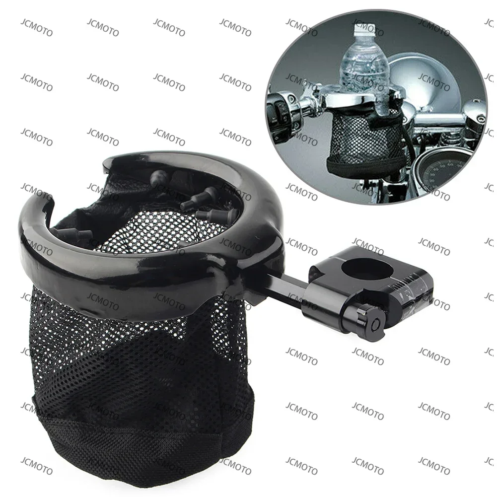 

For Harley Dyna FXD Universal Motorcycle 1'' 25mm Handlebar Cup Holder Metal Drink Basket Black