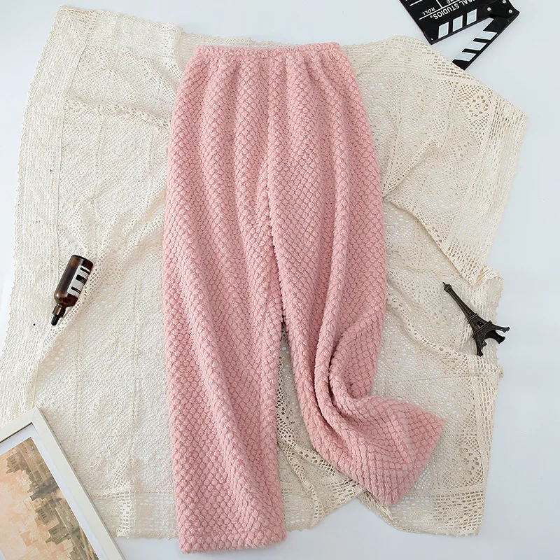 Thickened Warm Plus Size Pajama Pants Woman Autumn and Winter Trousers Flannel Pajama Trousers Female Sleeping Pants Home Girl