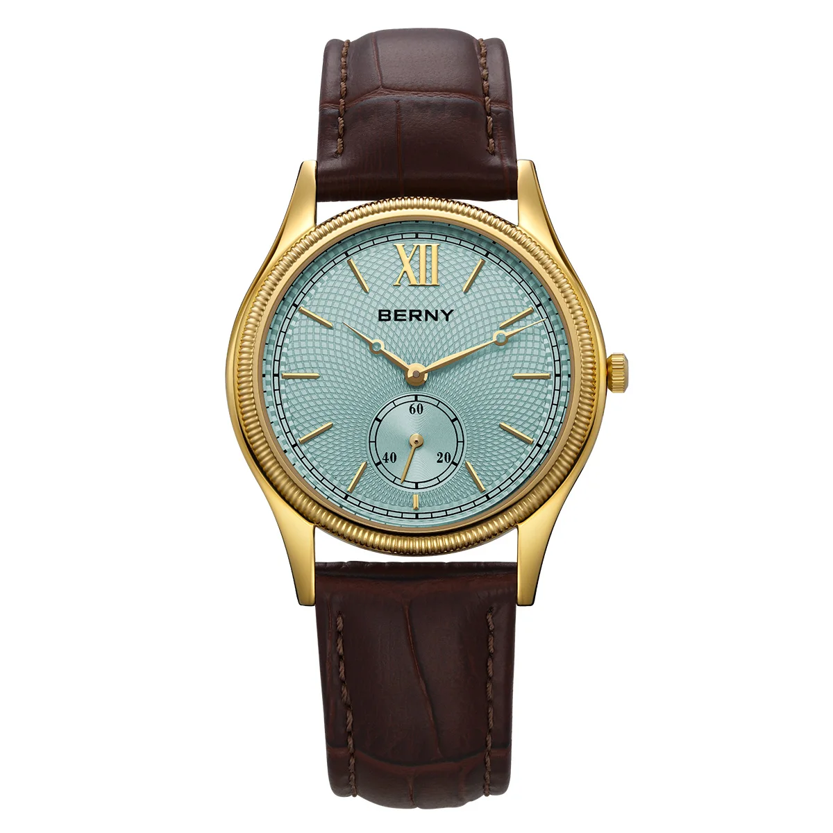 BERNY Luxusuhren für Herren, ultradünn, klassische Eleganz, Kleid, Gold, Quarz, Herrenuhr, Lederarmband, modische Business-Armbanduhr 5