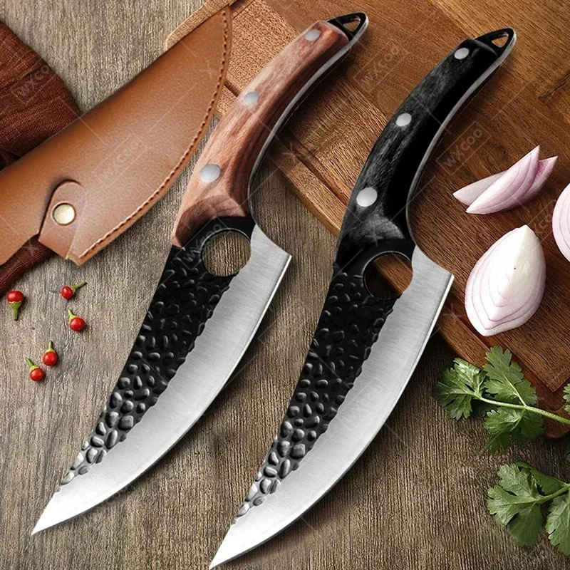 

WXCOO Hand Forged Hammered Chef's Knife Sharp Boning Knife Meat Butcher's Cleaver Killing Fish Skinning Cattle Kitchen Knives