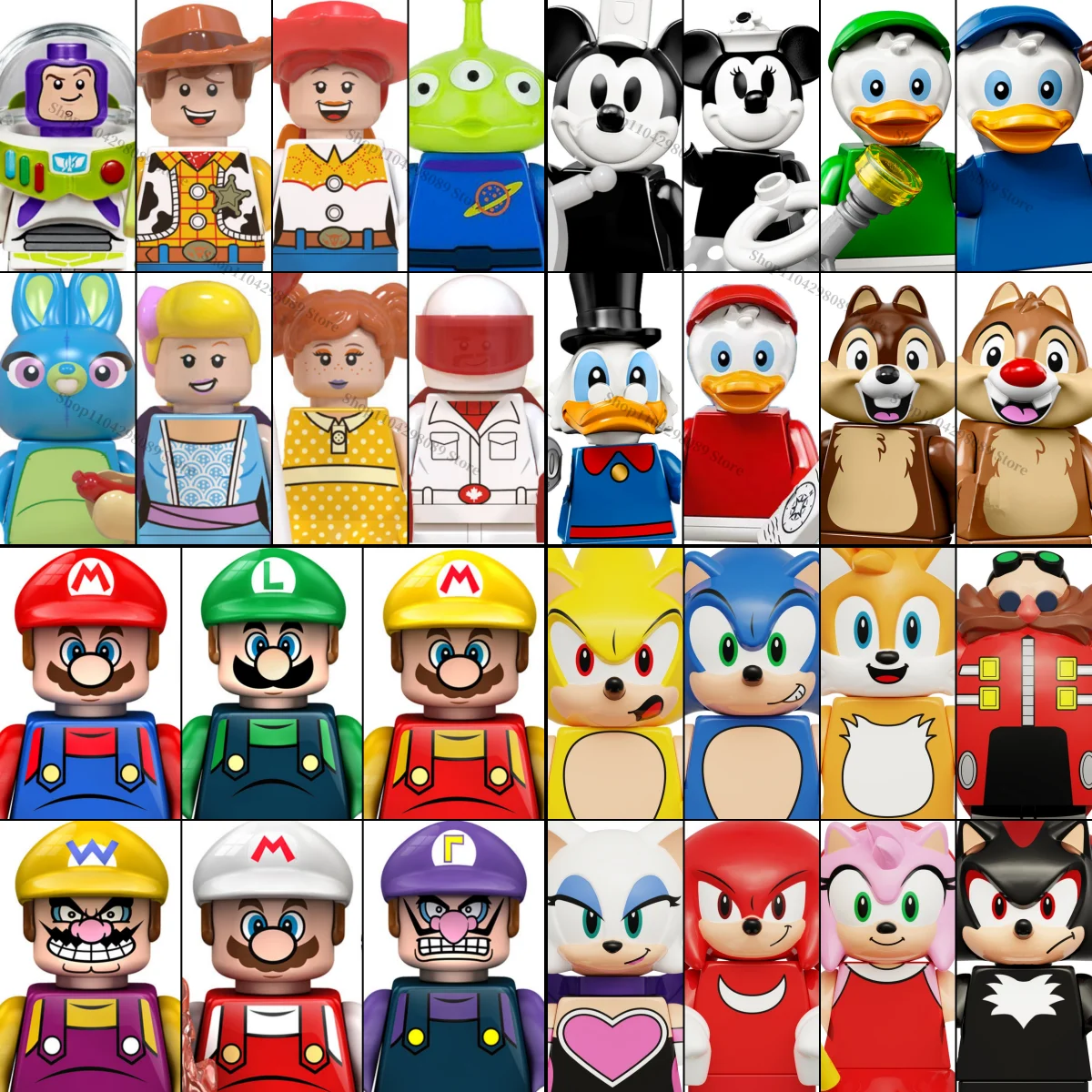 Disney bouwsteen anime stripfiguren Chip Dale Woody Donald Duck Mario mini Assemblage baksteen beeldjes verjaardagscadeautjes
