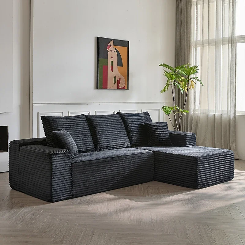 

Customizable Armrest Filler Living Room Sofas Black Linen Double Bedroom Compressed