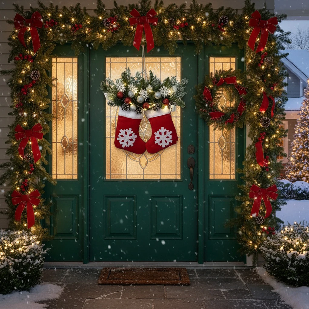 اكاليل مهرجان وميض لمحاكاة يوم عيد الميلاد مضيئة متينة الجمال مضاءة إكليل عيد الميلاد تعليق #3