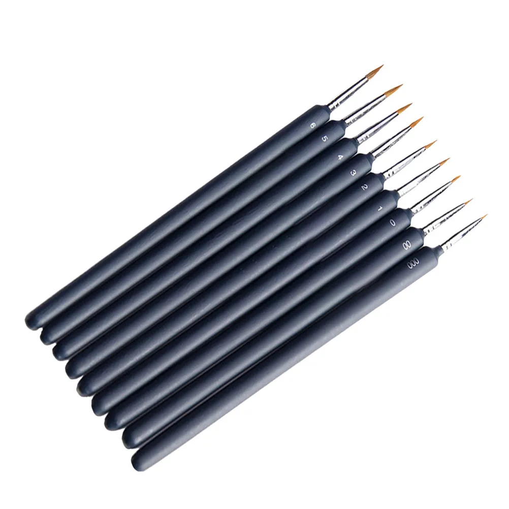 9Pcs Line Drawing Pen Painting Accessories Long Handle Portable Paintbrush Set for Water Color Oil Paint Brush Beginners Adults