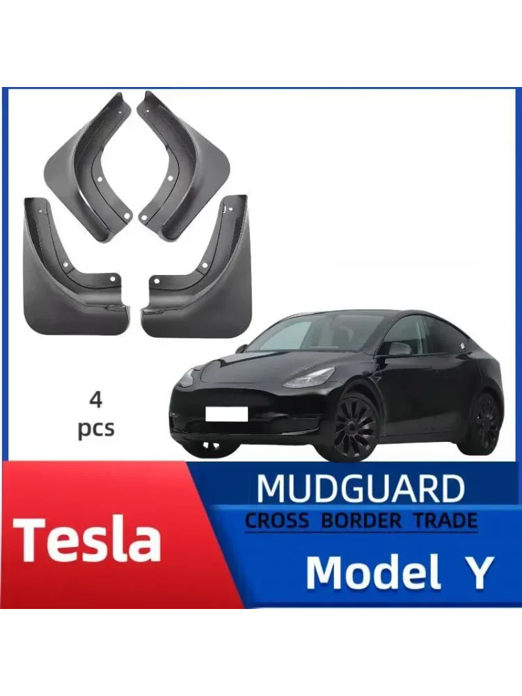 Garde-boue de voiture pour Tesla modèle Y 2021 – 2024, couverture des pièces avant et arrière, anti-éclaboussures, garde-boue, accessoires de protection des roues, 4 pièces