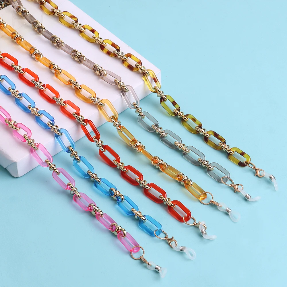 

Colorful Transparent Link Acrylic Glasses Chain Necklaces Holder Cord Sunglasses Chains for Women Mask Hanging Neck Strap Rope