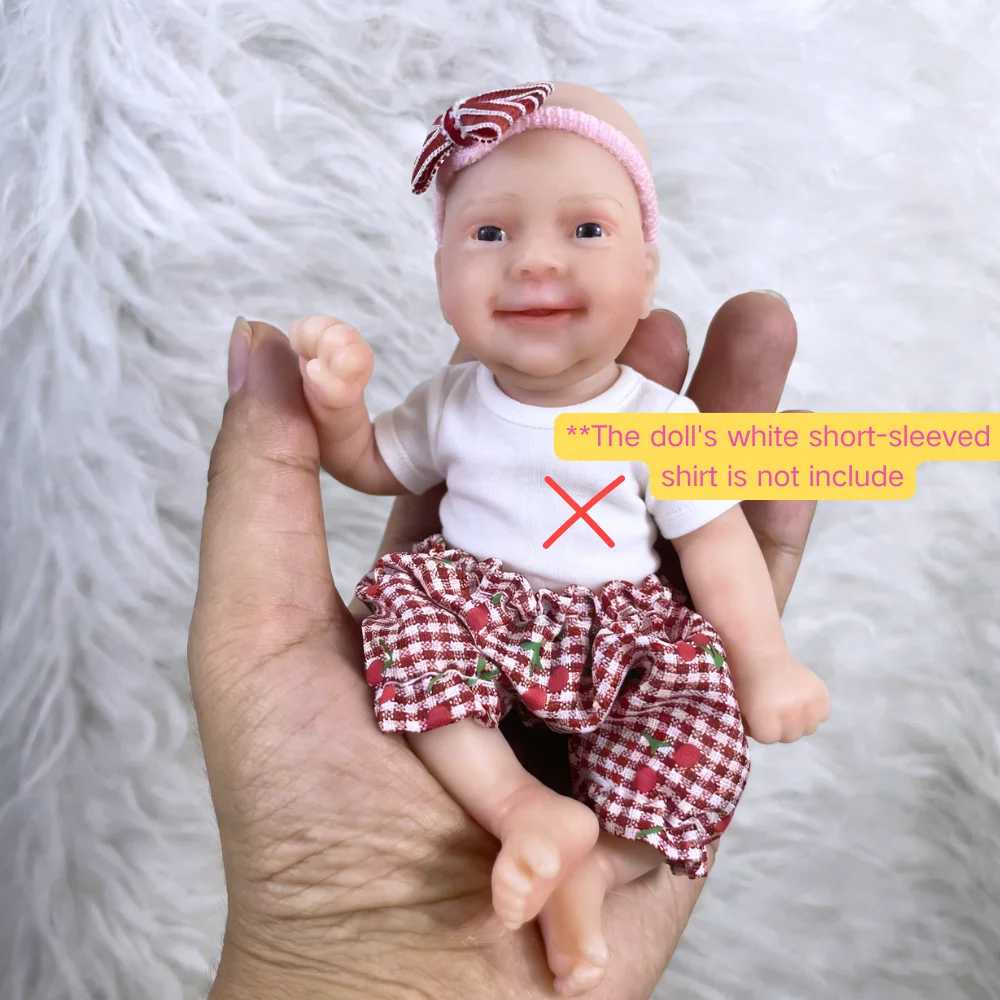 Mini 6 Inch Reborn Baby Doll Sebastian 15CM Full Silicone Washable Body Girl Soft Solid Silicone Doll Birthday Christmas Gift